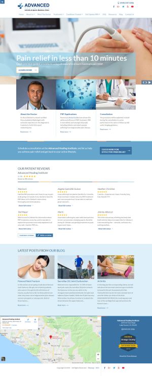 screenshot of the Advanced Healing Institute website