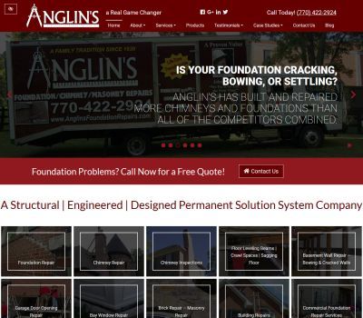 screenshot of the Anglin’s Foundation and Masonry Repair  website