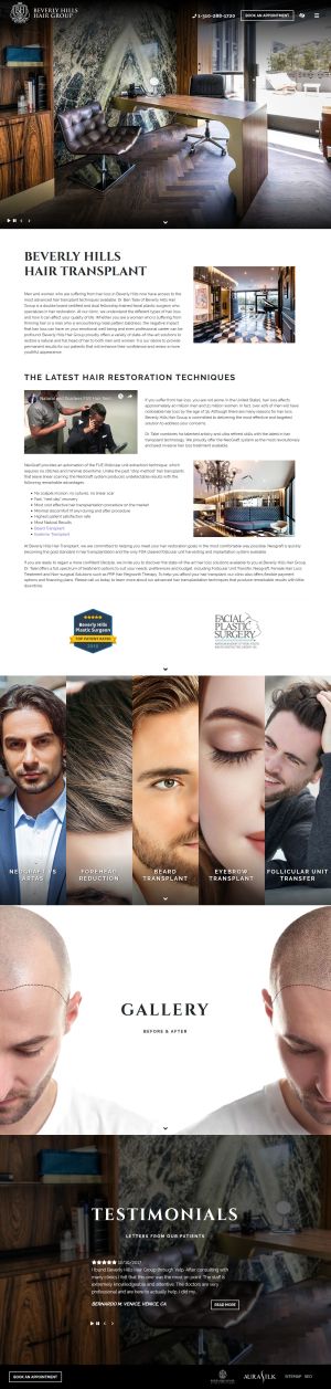 screenshot of the The Beverly Hills Center for Plastic & Laser Surgery website