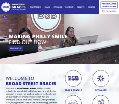 screenshot of the Broad Street Braces website