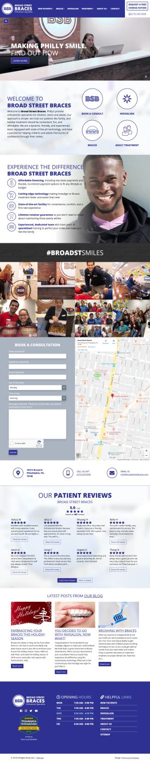 screenshot of the Broad Street Braces website