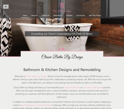 screenshot of the Classic Baths By Design website