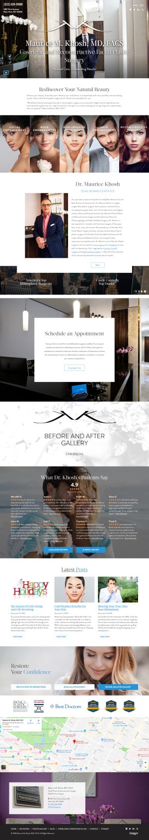 screenshot of the Maurice Khosh, MD, FACS website