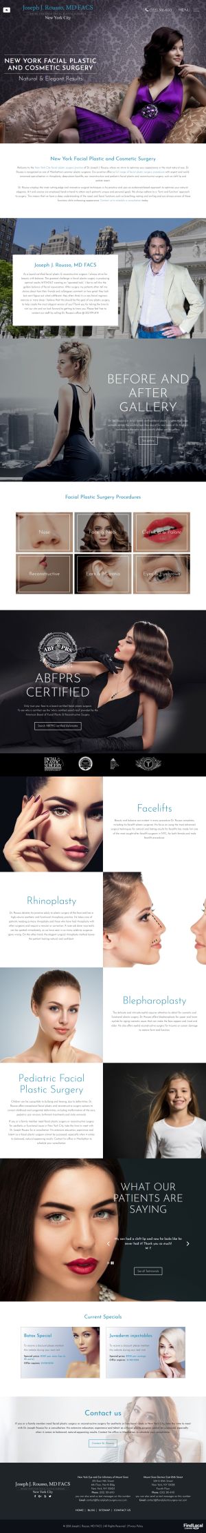 screenshot of the Joseph J. Rousso, MD FACS website