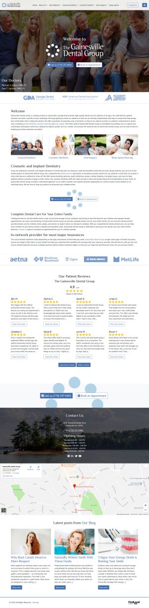 screenshot of the The Gainesville Dental Group website