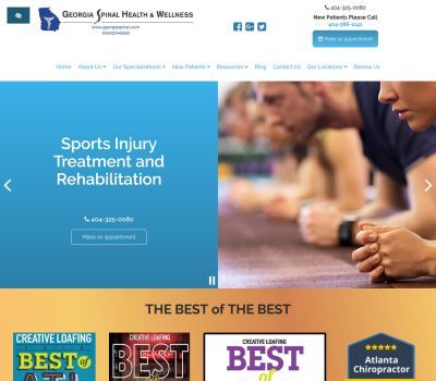 screenshot of the Georgia Spinal Health & Wellness website