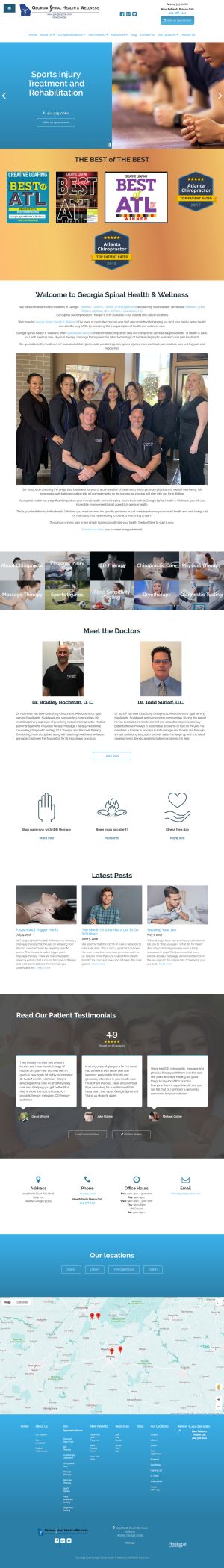 screenshot of the Georgia Spinal Health & Wellness website