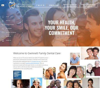 screenshot of the Gwinnett Family Dental Care website