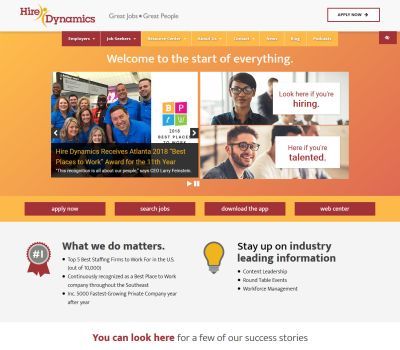 screenshot of the Hire Dynamics website
