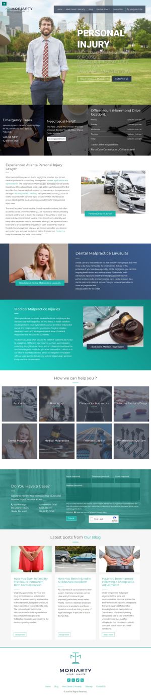 screenshot of the Moriarty Injury Lawyer website