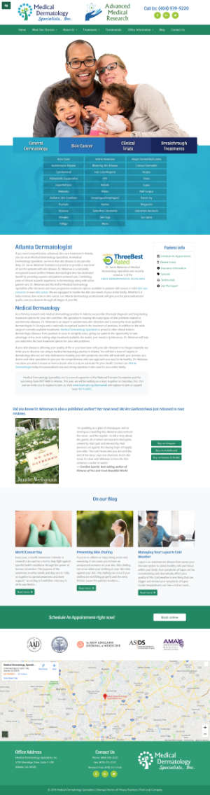 screenshot of the Medical Dermatology Specialists, Inc. website