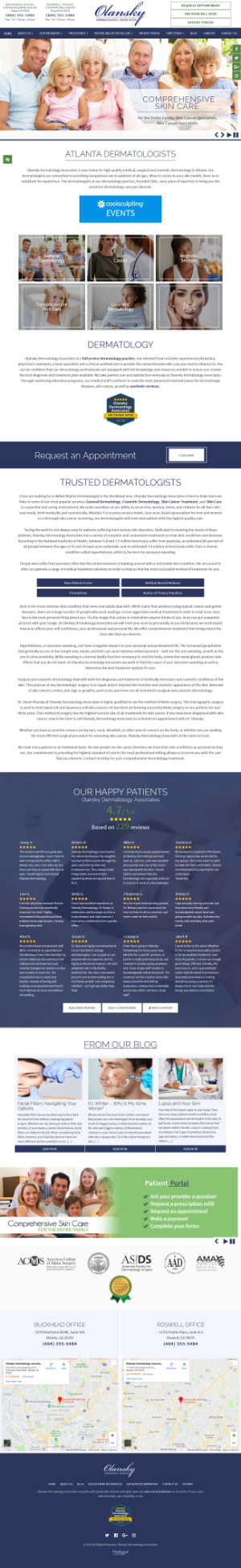screenshot of the Olansky Dermatology Associates website