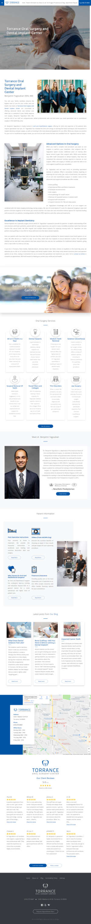 screenshot of the Torrance Oral Surgery Center website
