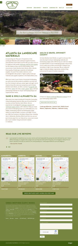 screenshot of the Green Brothers Earth Works website