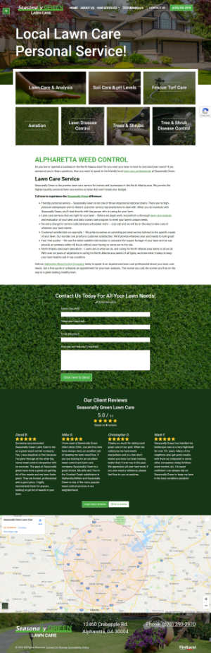 screenshot of the Seasonally Green Lawn Care website