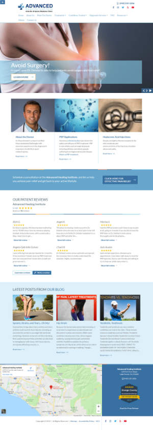 screenshot of the Advanced Healing Institute website