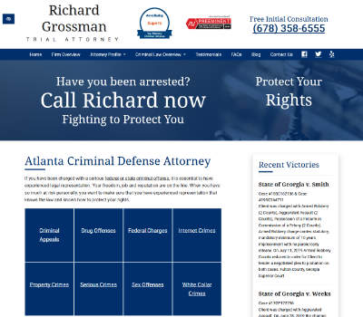 screenshot of the Richard A. Grossman, Trial Attorney website
