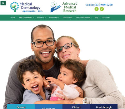 screenshot of the Medical Dermatology Specialists, Inc. website
