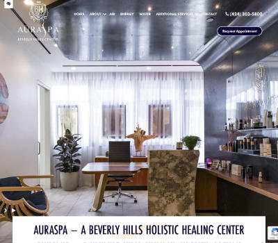 screenshot of the AuraSpa website