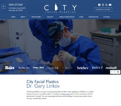 screenshot of the City Facial Plastics: Dr. Gary Linkov website