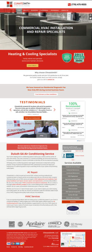 screenshot of the ClimateSmith, LLC website
