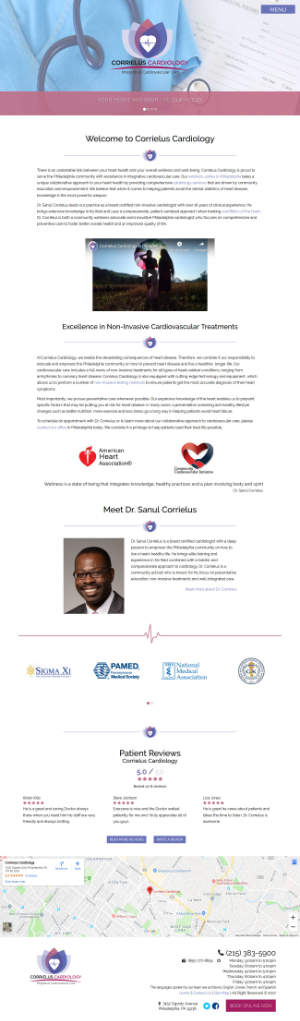 screenshot of the Corrielus Cardiology website