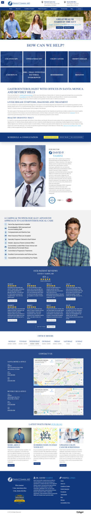 screenshot of the David Yamini, M.D. Gastroenterologist website