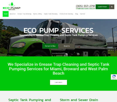 screenshot of the Eco Pump Services website