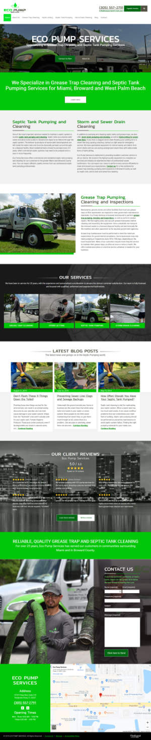 screenshot of the Eco Pump Services website