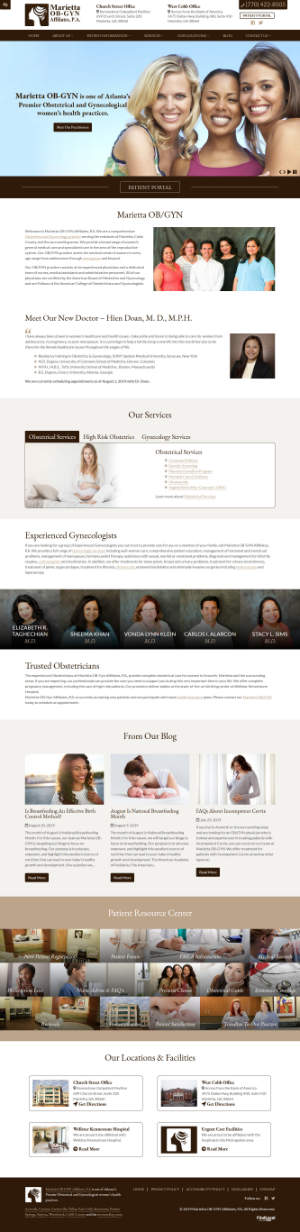 screenshot of the Marietta OB-GYN Affiliates, P.A. website