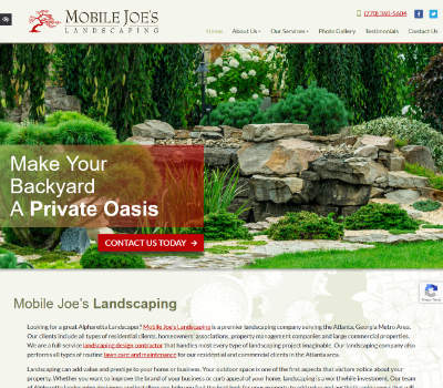 screenshot of the Mobile Joe’s Landscaping website
