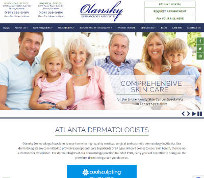 screenshot of the Olansky Dermatology Associates  website