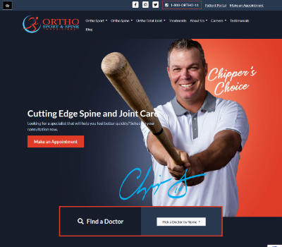 screenshot of the Ortho Sport & Spine Physicians website