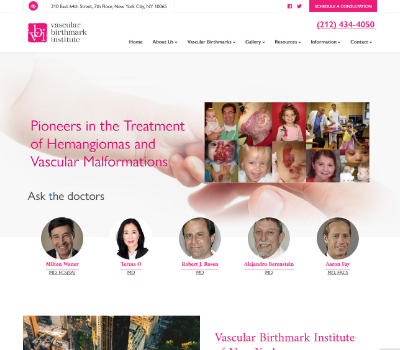 screenshot of the Vascular Birthmark Institute website