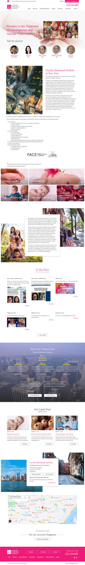 screenshot of the Vascular Birthmark Institute website