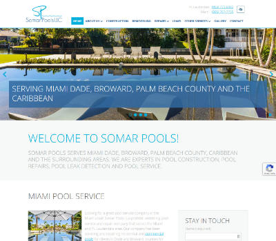 screenshot of the Somar Pools, LLC. website