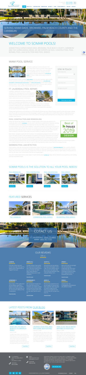 screenshot of the Somar Pools, LLC. website
