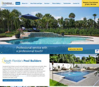screenshot of the Sunsational Pools & Spas, Inc. website
