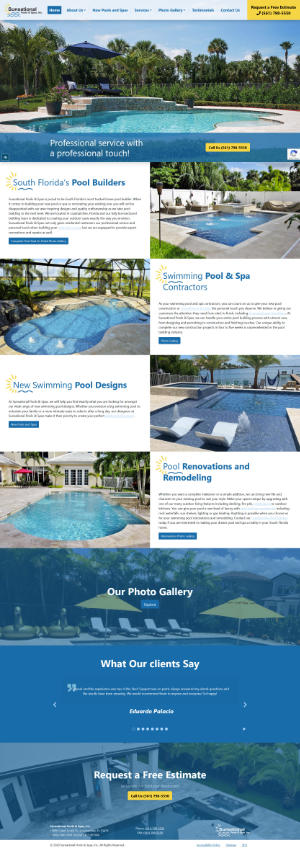 screenshot of the Sunsational Pools & Spas, Inc. website