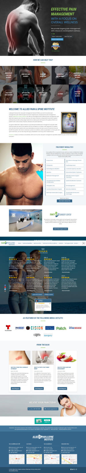screenshot of the Allied Pain & Spine Institute website