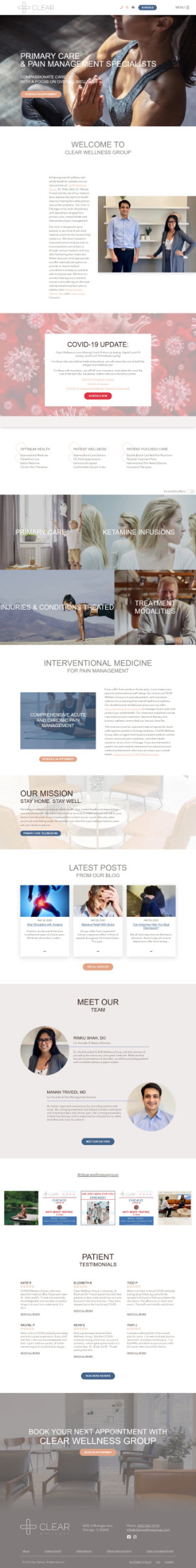 screenshot of the Clear Wellness website