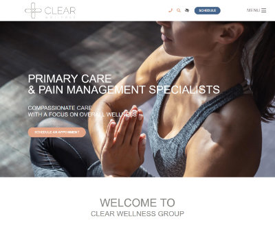 screenshot of the Clear Wellness website