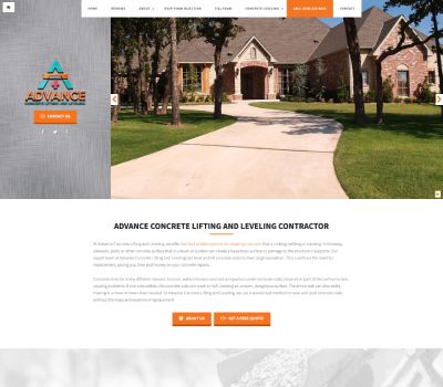 screenshot of the Advance Concrete Lifting and Leveling website